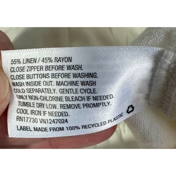 A New Day Womens White Linen Blend Pleated Front Paper Bag Shorts Sz 12 Casual - Picture 8 of 11